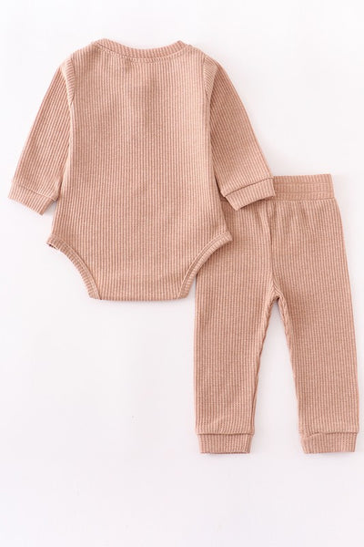 Baby Pink Ribbed Romper Set