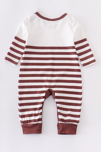 Brown Stripe Cow Romper