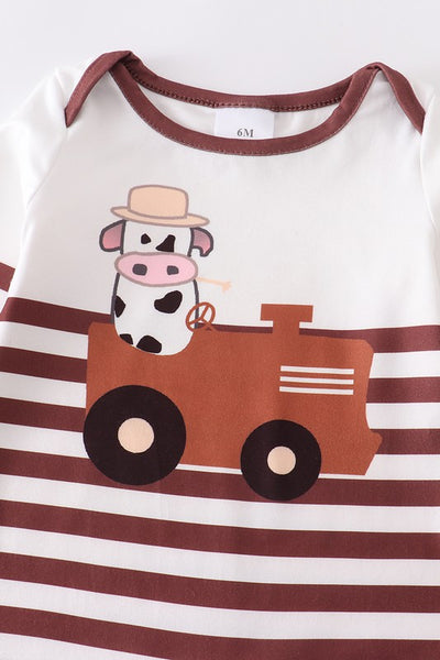 Brown Stripe Cow Romper