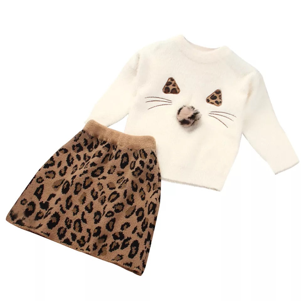 2 pcs Kitty Sweater & Skirt