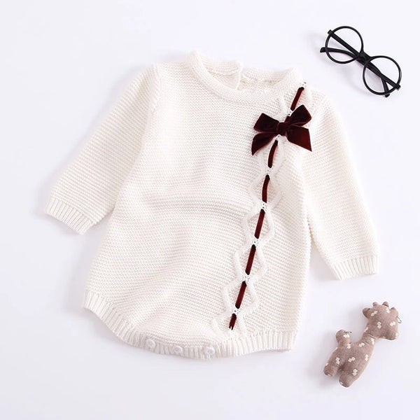 Long-Sleeved Bow Romper