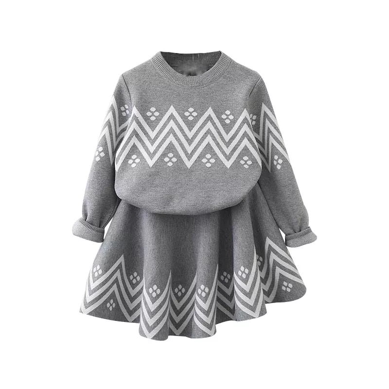 2 pcs Geometric Sweater & Skirt