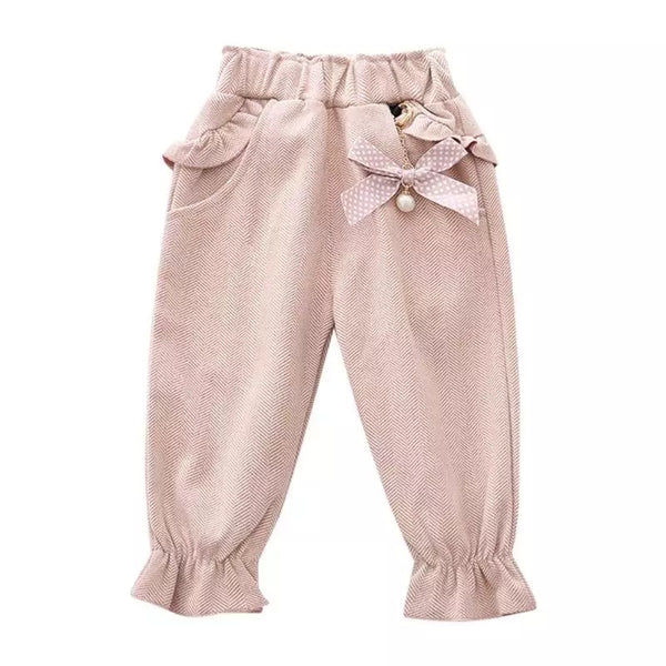 Polka Dot Bow Ruffles Casual Trousers