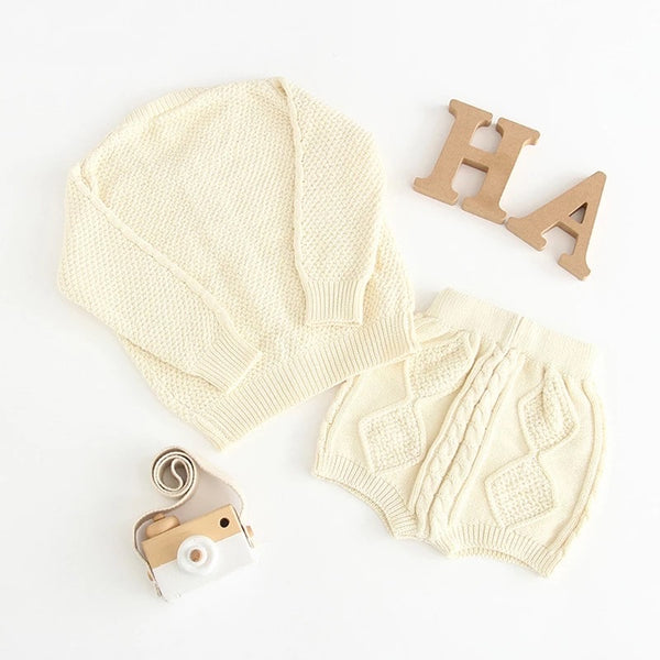 Knitted Sweater Cardigan & Shorts