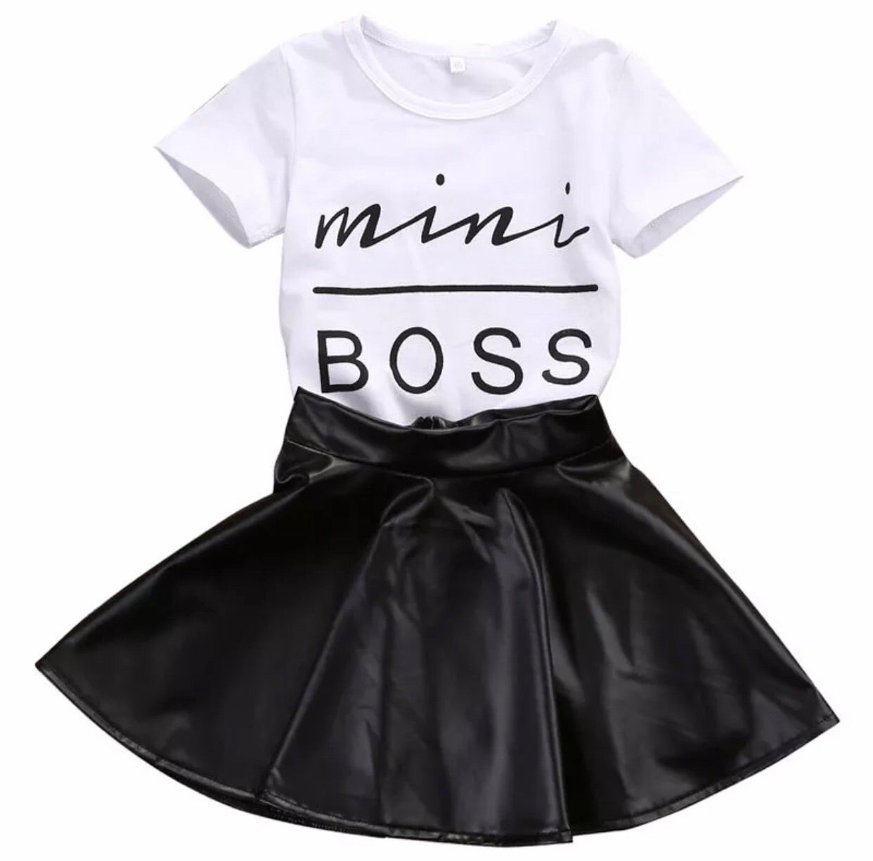 Mini Boss T-Shirt and Leather Skirt