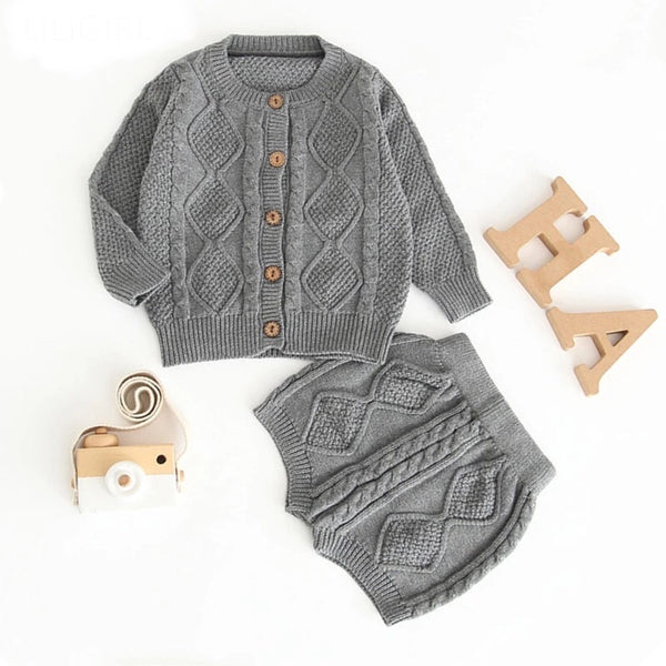 Knitted Sweater Cardigan & Shorts