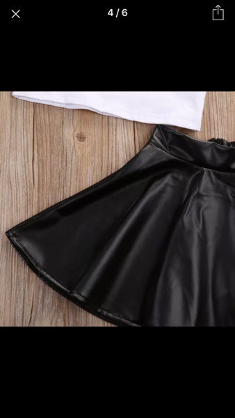 Mini Boss T-Shirt and Leather Skirt